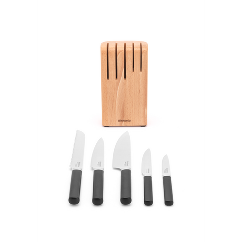Brabantia Profile Messenblok hout met 5 messen - Beech Wood