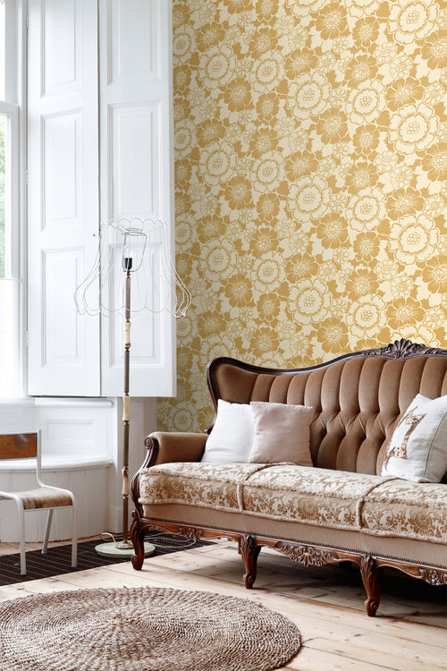 ESTAhome behang retro bloemen geel - 50 x 900 cm - 131523 - vtwonen shop