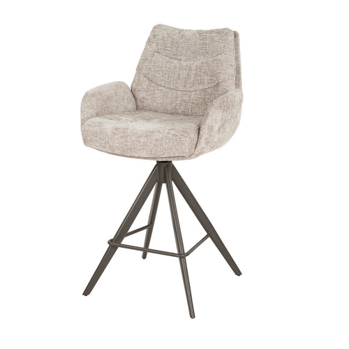 Giga Meubel Barstoel Lounge Hoven Zand/Bruin – Draaibaar – Met Armleuning  - Set van 2