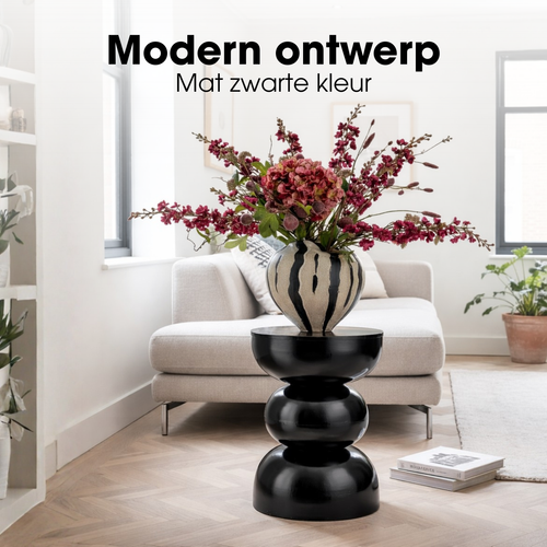 Mica Decorations Luna Bijzettafel - H46 x Ø32 cm - IJzer - Zwart