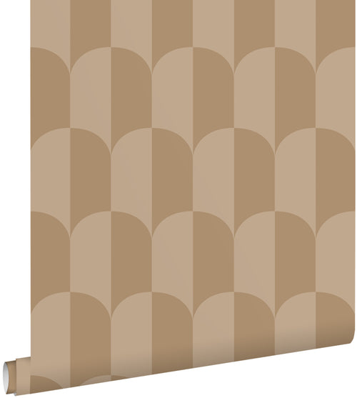ESTAhome behang art deco bogen donker beige - 50 x 900 cm - 131233 - vtwonen shop