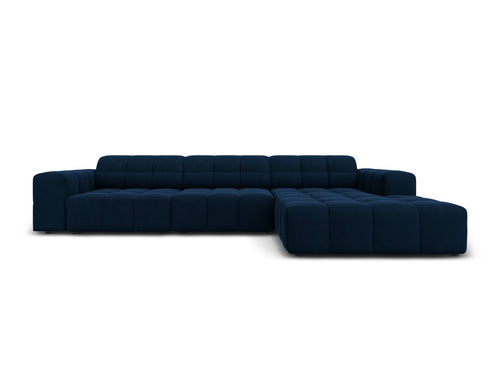 Cosmopolitan Design rechter hoekbank Chicago 4-zits, flueel koningsblauw - 167x294x78cm