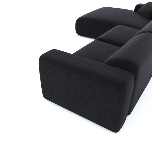 Sia Home - Grote hoekbank, links MYRA - getextureerd fluweel donker antraciet 280cm