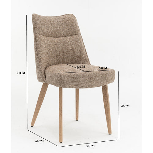 DÉJA Living Eetkamerstoel Meau - Taupe/Naturel - Zithoogte 47cm - Set van 2 - vtwonen shop