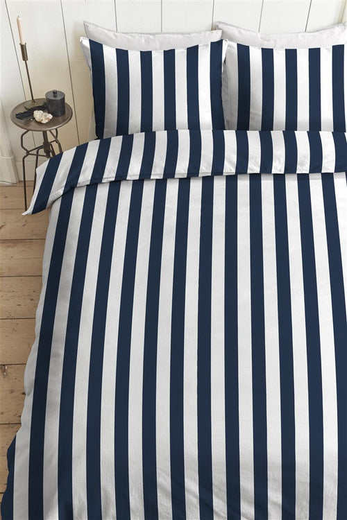 vtwonen dekbedovertrek Vertical Stripe - 140x200/220 cm - marineblauw - vtwonen shop