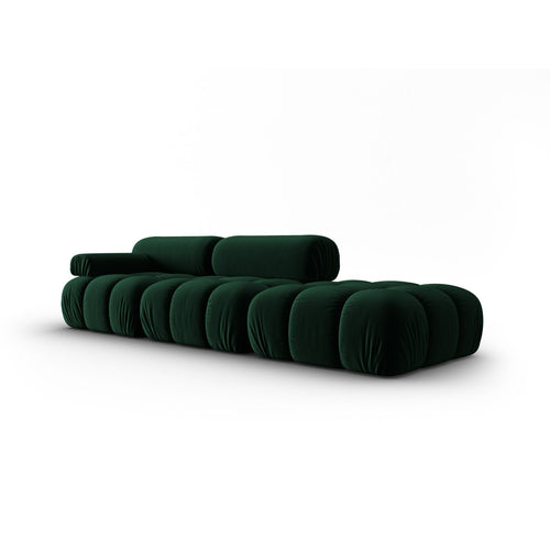 Cosmopolitan Design - Linker modulaire bank Cortina 4-zits, flueel flessengroen - 94x282x70cm