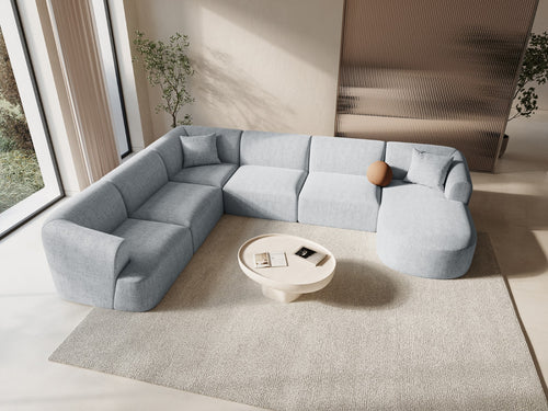 Cosmopolitan Design Modulaire panoramische hoekbank links Campi 7-zits, structurele stof lichtgrijs - 255x330x70cm