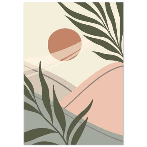 Artfulprints Poster met Lijst Boho – Serene moment   - A4 21x29.7 cm - beige