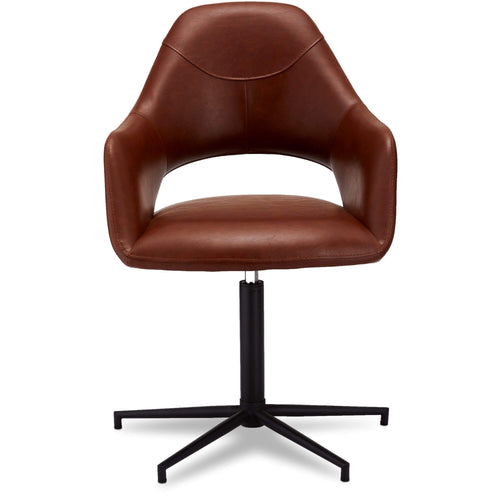 Furnhouse eetkamerstoelen armleuning Luna - Cognacbruin - Kunstleer - Set van 6