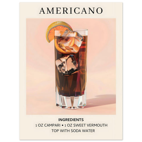 Artfulprints  Americano cocktail - Ingrediënten   poster 30x40 cm - vtwonen shop