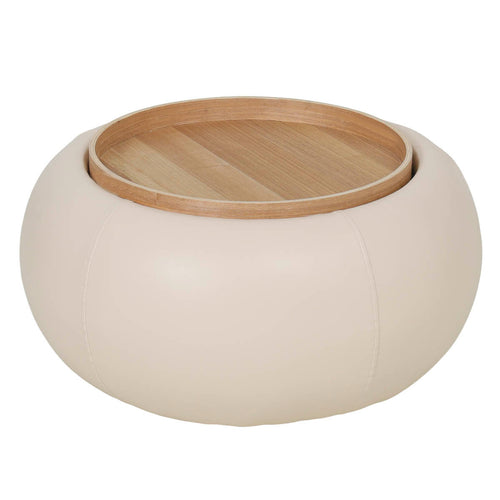 DÉJA Living Salontafel Draby - Rond Beige/Naturel - Incl. Opbergruimte - 73cm