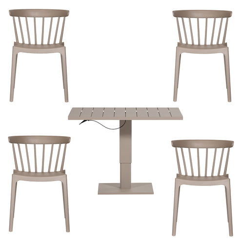 WOOOD tafel Tesso & stoelen Bliss tuin - Aluminium/Kunststof - Zand/Taupe - 68/45x100x80 / 75x52x53