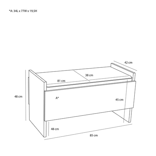 Hübsch bank Forma - mdf/eikenfineer/polyester - 85x42xh48cm