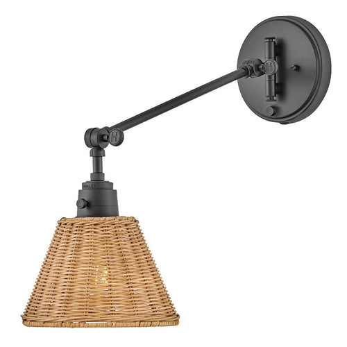 Hinkley Arti Dome Wandleuchte Modern Schwarz, Natur Rattan Schirm 1x E27