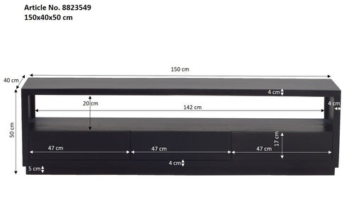 Giga Meubel Tv-meubel Luxurious - Zwart Mangohout - 150x40x50cm - vtwonen shop
