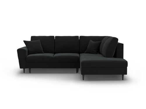 Cosmopolitan Design Converteerbare hoekbank rechts met opbergdoos Kyoto 5-zits, flueel zwart - 194x243x88cm
