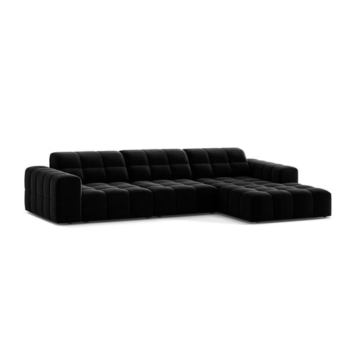Cosmopolitan Design - Rechter hoekbank Chicago 4-zits, flueel zwart - 167x294x78cm