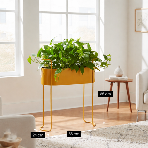 Mica Decorations Moritz Plantenstandaard – Plantenpot voor Bloemen en Kamerplanten – Bloempotten voor Binnen – 55 x 24 x 65 cm – IJzer – Bruin