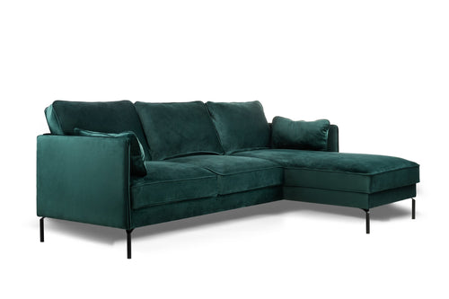 Duverger® 3-zitbank Piping - groen velvet - chaise longue rechts - vtwonen shop