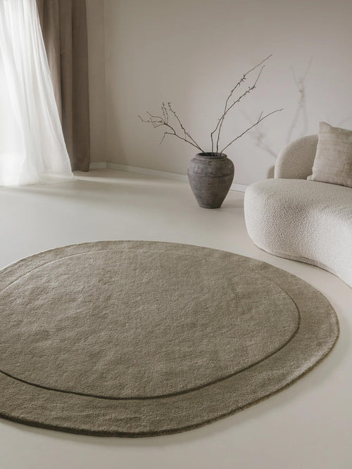 benuta wollen vloerkleed Shape - groen - ø 200 cm