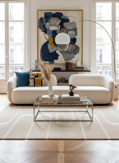 AFK Living vloerkleed Calligramme - reliëfeffect - beige - 120x170 cm