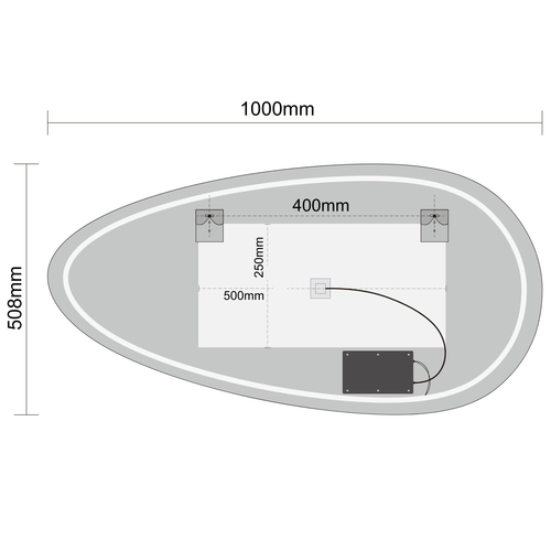 LOMAZOO badkamerspiegel Adana - organisch - met LED verlichting & spiegelverwarming - asymmetrisch - 100 x 50.8 cm