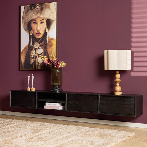 Starfurn Tv-meubel Ambiance - Zwevend - Zwart Hout - 240x35x30cm