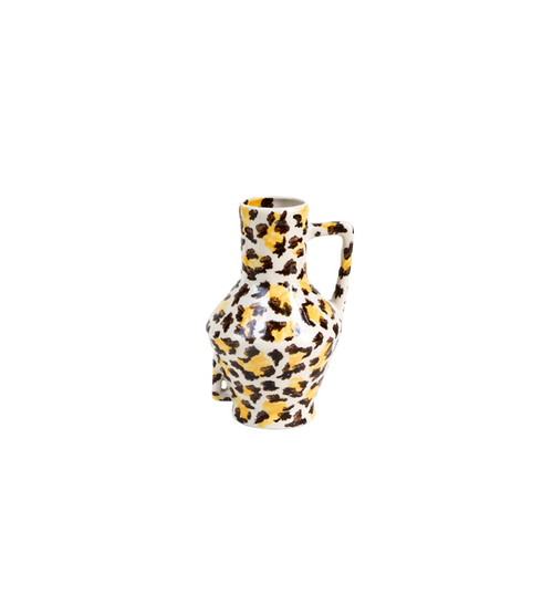 Return to Sender Vaas 15 cm Leopard print handgeschilderd met handvat - vtwonen shop