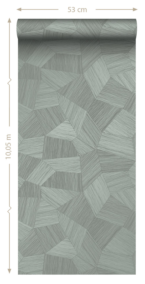 Origin Wallcoverings eco-texture vliesbehang grafisch 3D motief blauw grijs - 0.53 x 10.05 m - 347820 - vtwonen shop