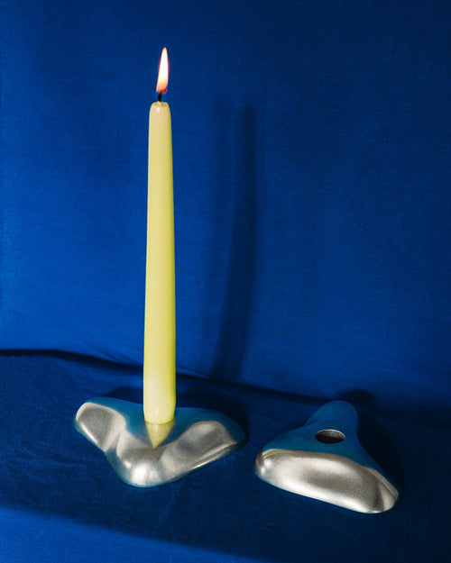 noo.ma MIS kaarsenhouder gepolijst aluminium, 10,6 x 10,6 x 2,5 cm