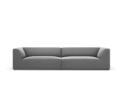 Micadoni Bank Ruby 4-zits, flueel, grijs - 93x302x69cm