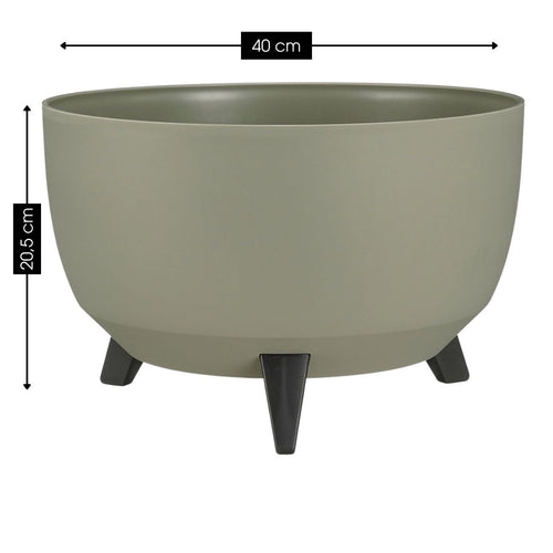 Mica Decorations Doppio Plantenbak op Poten - 20,5 x Ø40 cm - Plantenbakken voor Buiten - Bloembakken voor Balkon - Gerecycled Plastic - Lichtgroen