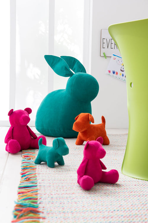 J-Line figuur Beer - fluweel/katoen - roze - small