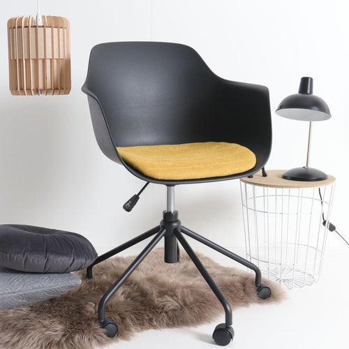 Nolon Nout-Liz Bureaustoel Zwart - Okergeel Kussen - Zwart Onderstel