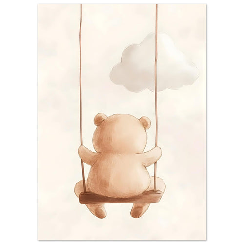 Artfulprints  Schommelende knuffelbeer   poster 50x70 cm - vtwonen shop