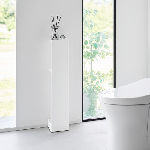 Yamazaki Tower Toiletrolhouder op wielen smal - Wit - vtwonen shop