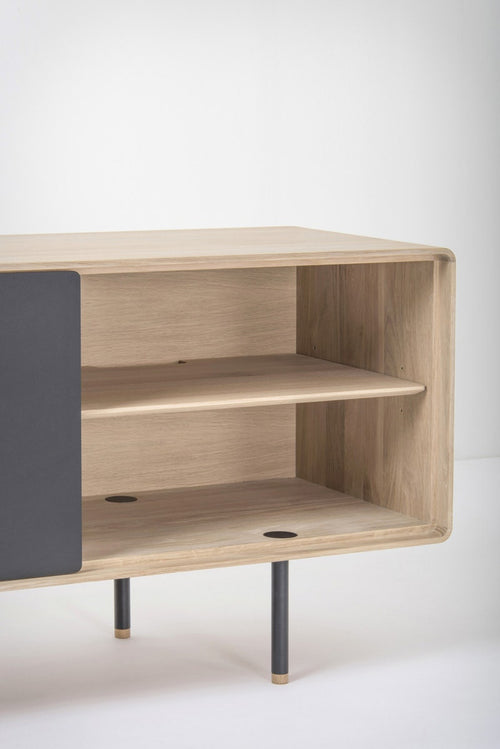 Gazzda Fina Sideboard Houten Dressoir Whitewash / Nero - 180 cm - vtwonen shop