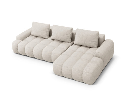 Cosmopolitan Design Converteerbare hoekbank rechts met opbergdoos Linz 3-zits, structurele stof beige - 142x275x84cm