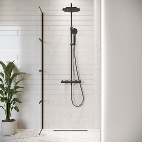 Badplaats Douchewand Essos 40 x 200 cm – Zwart – Inloopdouche 8 mm Veiligheidsglas