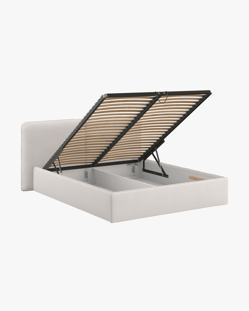 noo.ma gestoffeerd bed Cloud Beige met opbergruimte - 140x200 cm dubbel