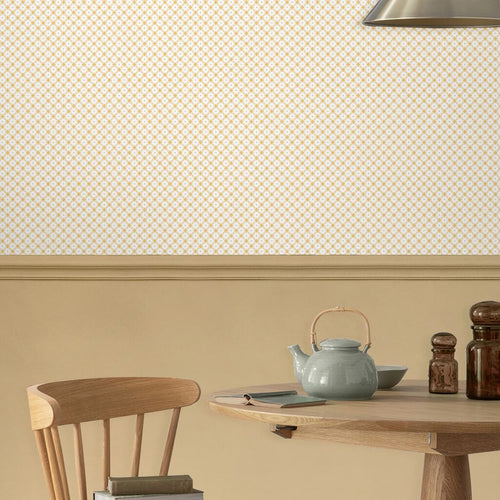 Laura Ashley Wickerwork Behang - Ruit - 10mx52cm - Geel