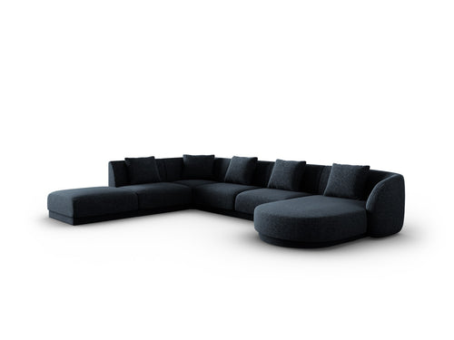Cosmopolitan Design Panoramische hoekbank links Tulum 6-zits, chenille, koningsblauw - 255x330x70cm