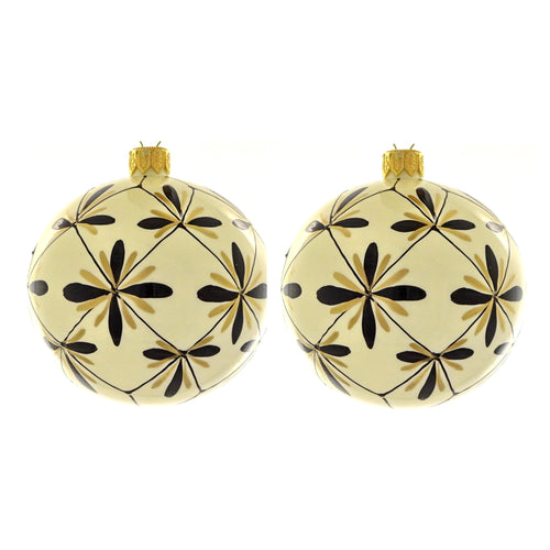 Dagmara kerstbal – glas – set van 2 – met Art Deco-motieven in zwart en goud - vtwonen shop