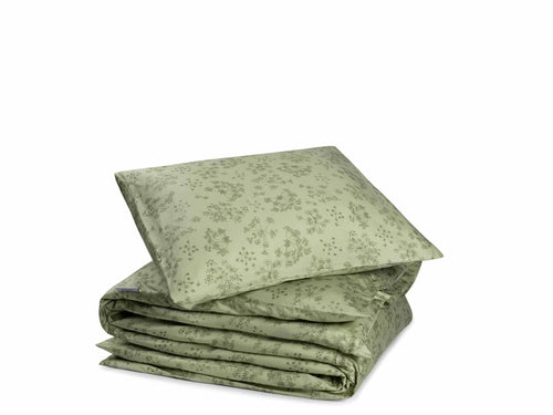 Yumeko dekbedovertrek katoen satijn green bloom 140x220 + 1/60x70 - vtwonen shop