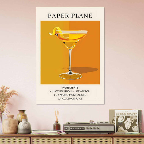 Artfulprints  Paper Plane cocktail - Ingredients   poster 70x100 cm