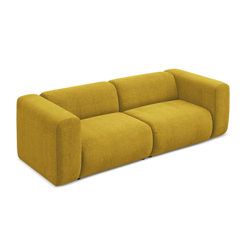 LaMiaSofa 3-zits bank Bari - chenille stof - mosterd - 228x89x70