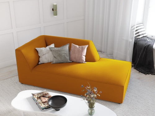 Micadoni - Rechter chaise longue "Ruby" flueel, geel - 180x93x69cm