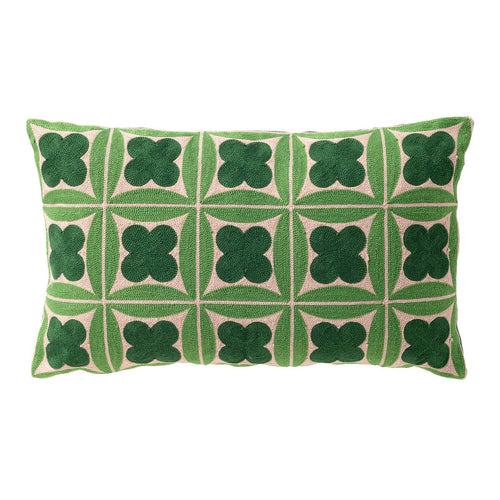 CLOVER - kussenhoes 30x50 cm - geometrisch - geborduurd - Courtyard - groen