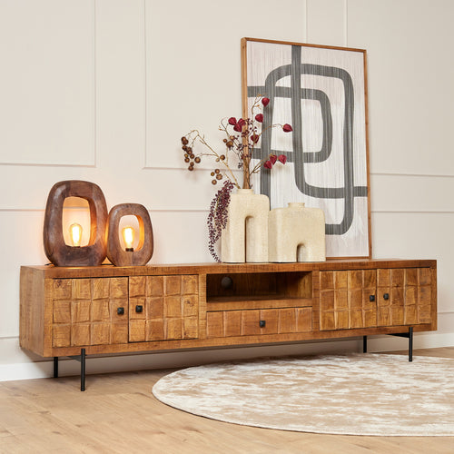 StarFurn Tv-Meubel Brandy - Naturel Mangohout - 220x40x55cm