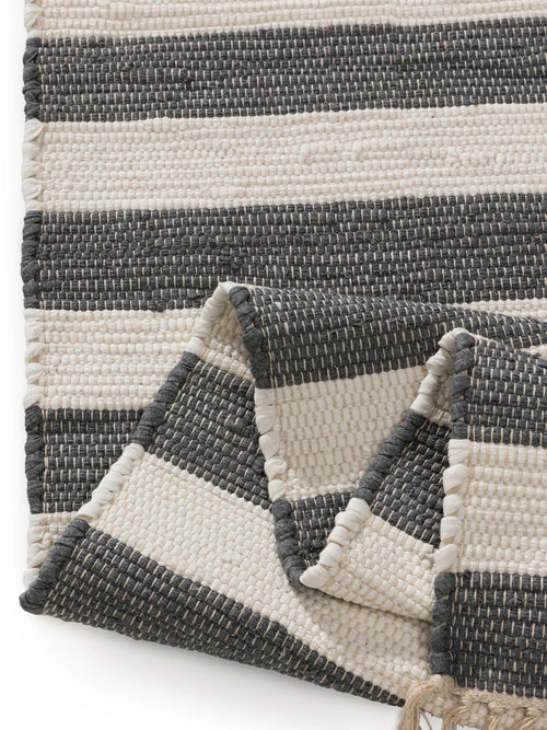 benuta vloerkleed van gerecycled materiaal Tom - grijs/wit - 160x230 cm